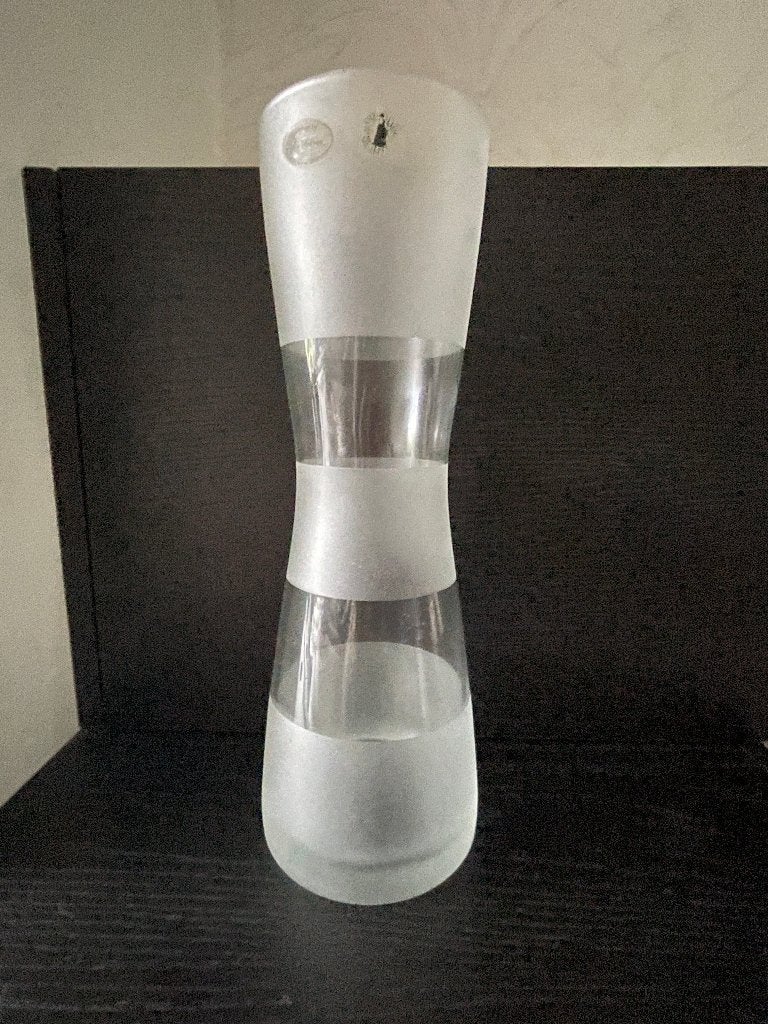 Vase design fait main en verre mat et transparent (36,5 cm), Maison & Meubles, Comme neuf, Verre, Fait main, 37 cm
