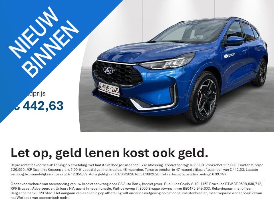 Ford Kuga 2.5i PHEV ST-Line X, Auto's, Gebruikt, 4 cilinders, Blauw, Plug-in hybride