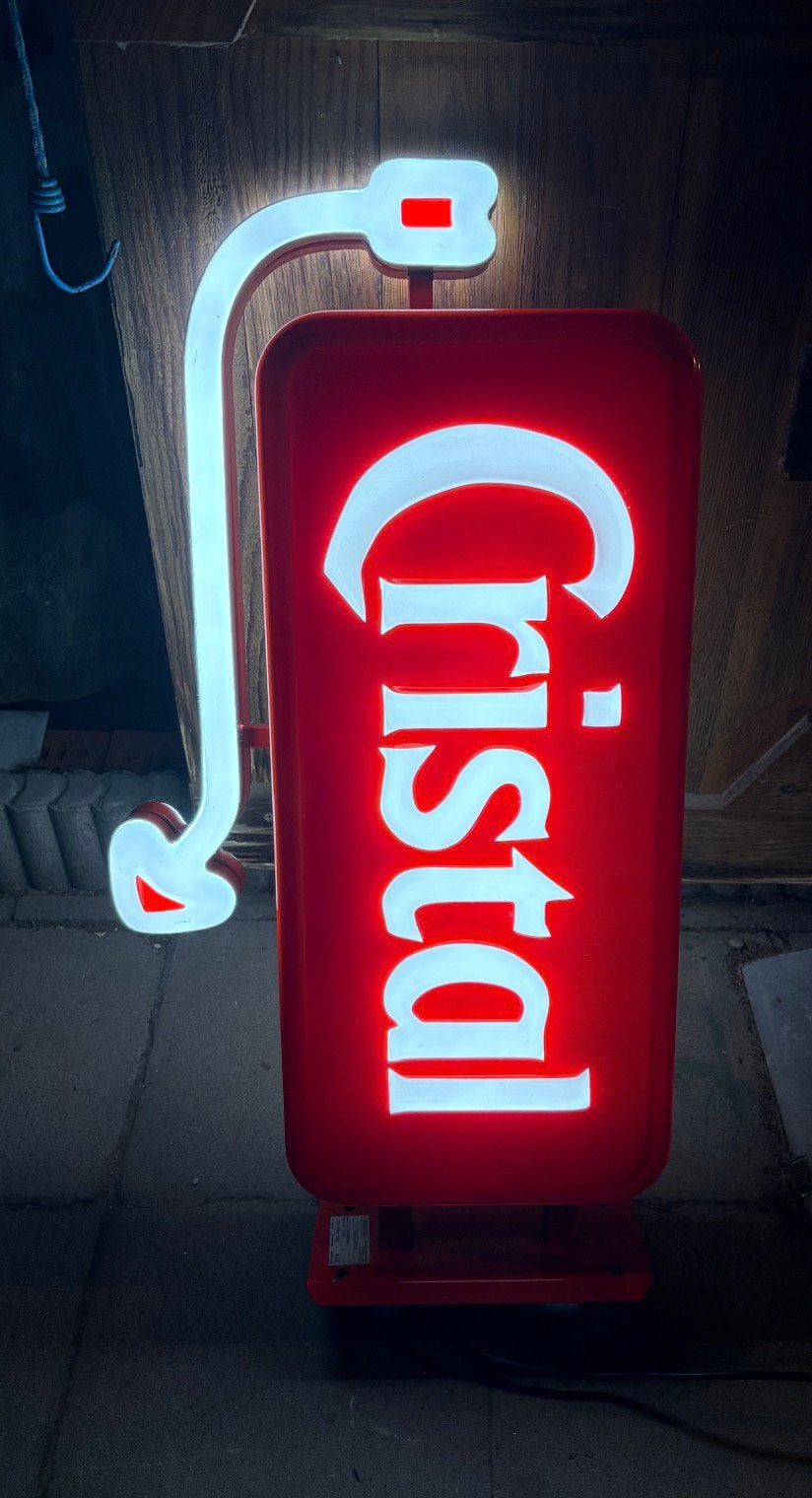 Cristal Alken dubbelzijdige lichtreclame, Ophalen, Zo goed als nieuw, Reclamebord, Plaat of Schild