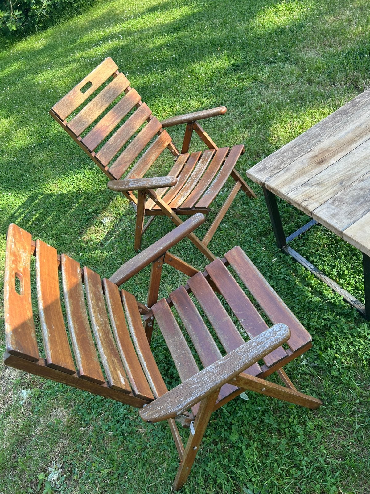 Set terrasstoelen of zeteltjes, Tuin en Terras, Ophalen, Gebruikt, Hout