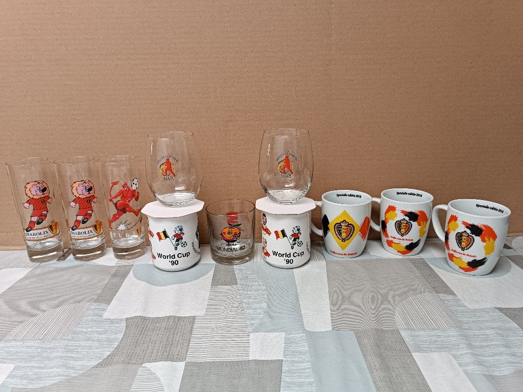Rode Duivels Tas Mok Mug Glas Glazen Voetbal Belgium, Ophalen of Verzenden, Zo goed als nieuw