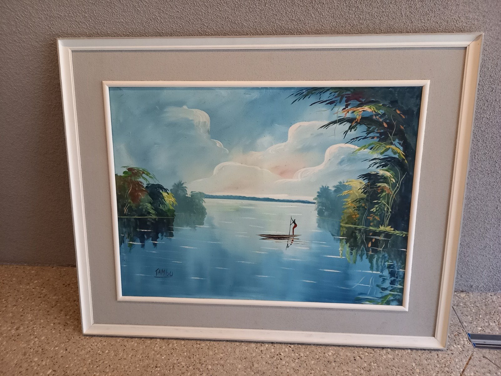Schilderij op doek uit toenmalig Belgisch Congo., Antiquités & Art, Enlèvement, Tableau, Encadré