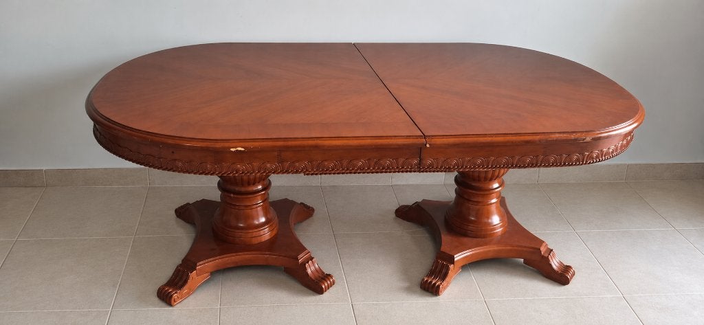 Klassieke uitschuifbare eettafel, Huis en Inrichting, Ophalen, Overige materialen, Gebruikt, Vijf personen of meer