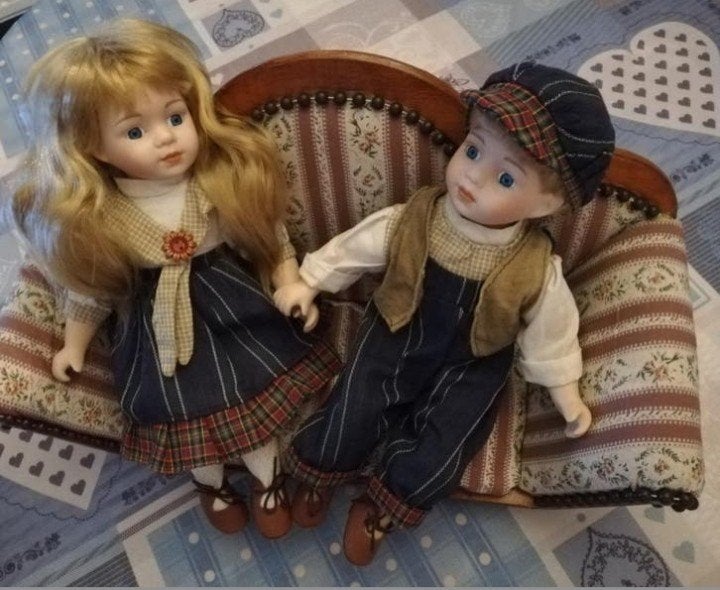 Couple vintage avec siège antique. Exemplaire unique !, Antiquités & Art, Enlèvement ou Envoi