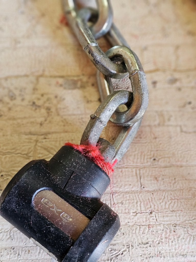 zware stalen kettingsloten, Ophalen of Verzenden, Gebruikt, Kettingslot