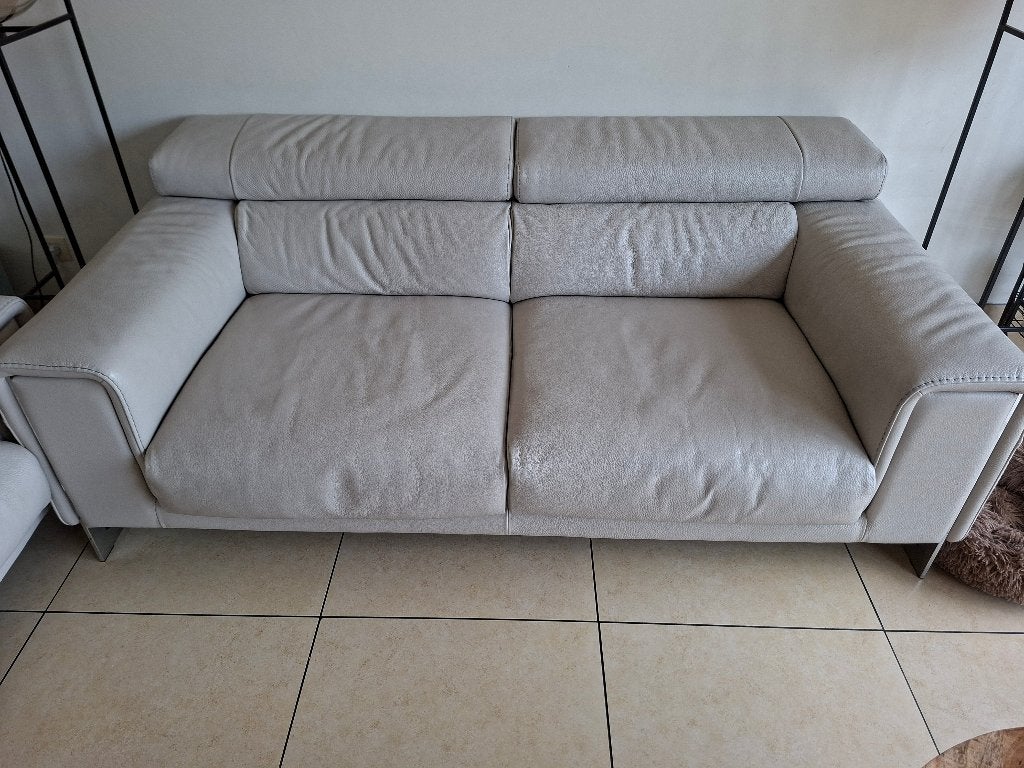 2 prachtige Natuzzi lederen zetels – wit leder, Huis en Inrichting, Ophalen, 100 tot 125 cm, Leer, Rechte bank