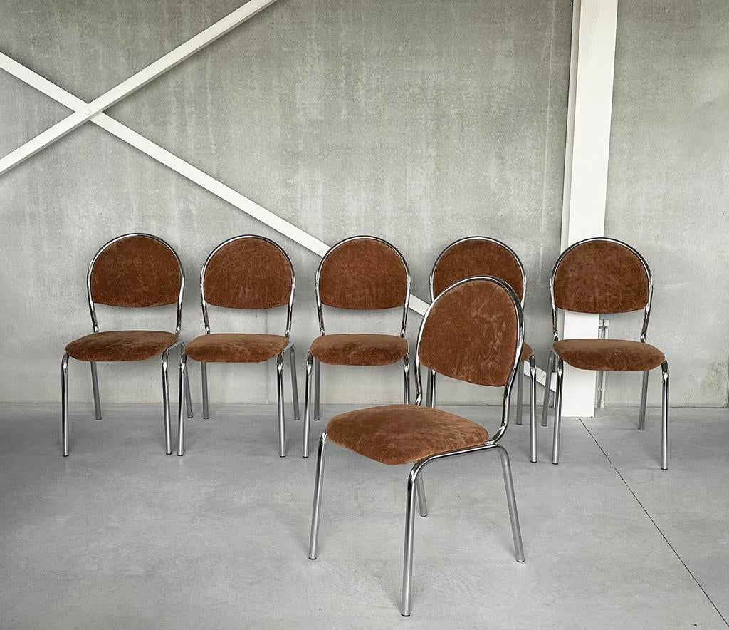Vintage chroom eetkamerstoelen 1980s, Enlèvement