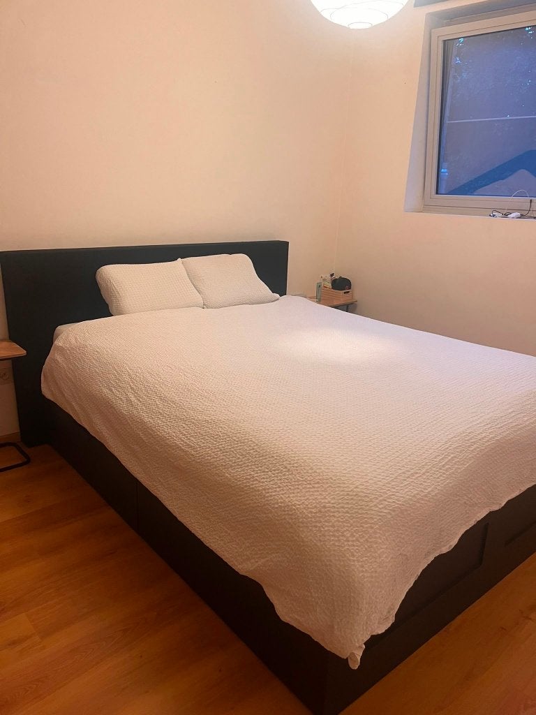 Lit double IKEA, Enlèvement, Utilisé, 200 cm, Bois