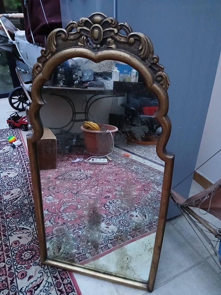 Grand miroir baroque en bois doré, Enlèvement, 50 à 100 cm, 100 à 150 cm