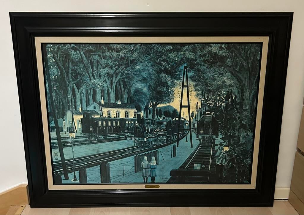 Grote reproductie Paul Delvaux – La gare forestière, Antiek en Kunst, Ophalen