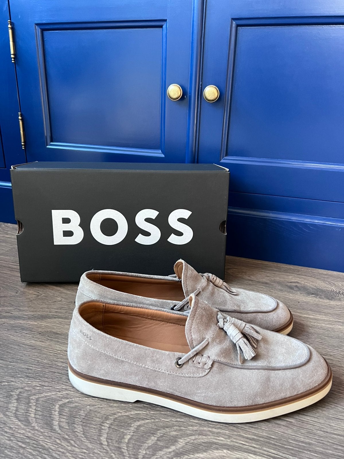 Hugo BOSS Hedley Instappers Beige, Kleding | Heren, Ophalen of Verzenden, Zo goed als nieuw