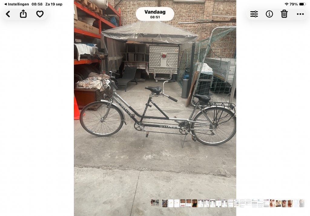 Tandem fiets, Ophalen, Gebruikt