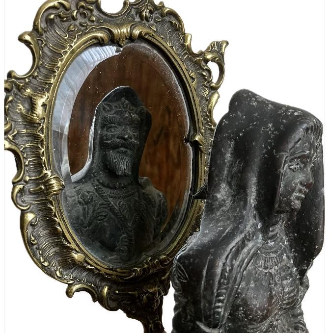 Antiek dubbel beeld ‘Mephistopheles & Margaretta’, Antiek en Kunst, Kunst | Beelden en Houtsnijwerken, Beeld, Zwart, Ophalen