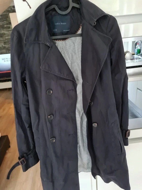 Zara blauwe trenchcoat/jas maat XS, Kleding | Dames, Ophalen of Verzenden, Gedragen, Maat 34 (XS) of kleiner, Blauw
