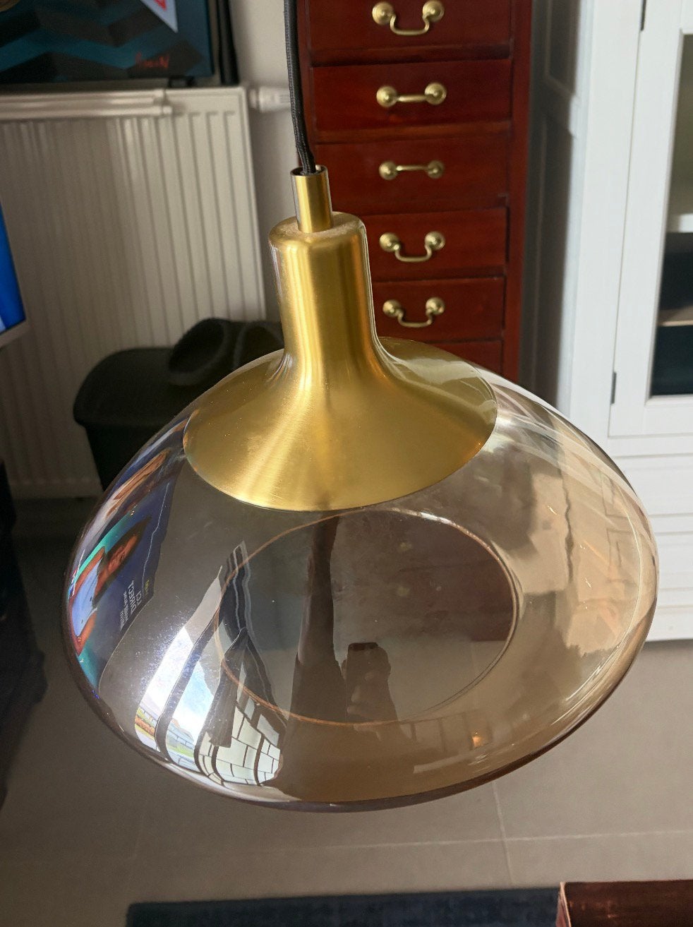 Lampe, style vintage en verre, Maison & Meubles, Enlèvement, Comme neuf