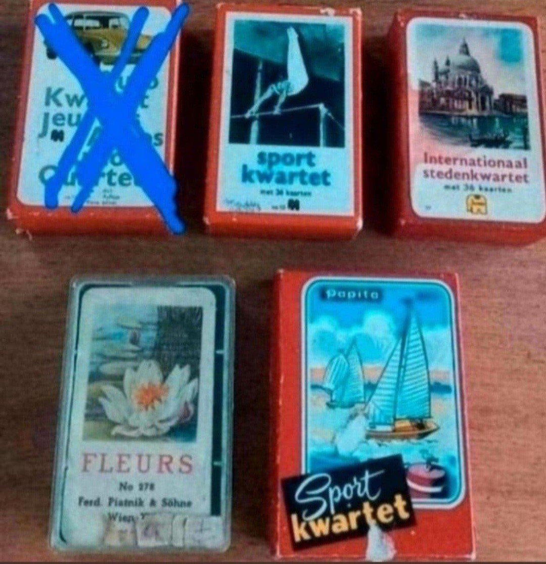 4 oude kwartetspelletjes, Verzamelen, Ophalen of Verzenden