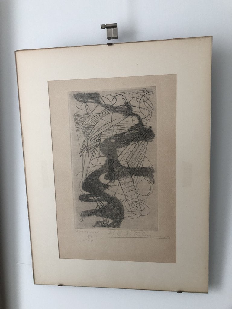 GUSTAAF DE BRUYNE GRAVURE KOSMISCH, Antiquités & Art, Enlèvement ou Envoi, Autres types, Autres techniques, Fait main