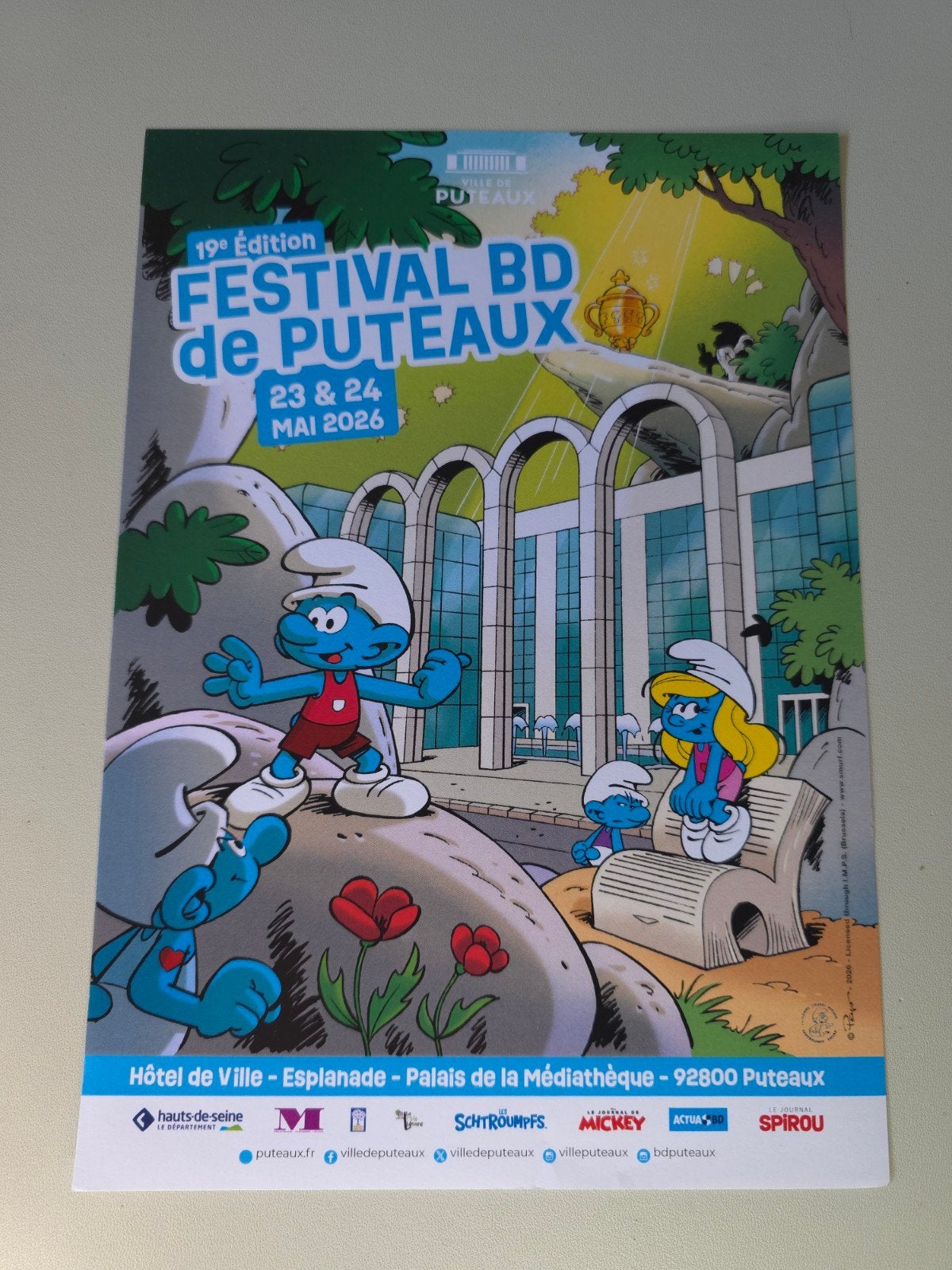 Publicité Festival BD Puteaux Schtroumpf, Verzamelen, Smurfen, Verzenden, Nieuw, Verschillende Smurfen, Stripboek