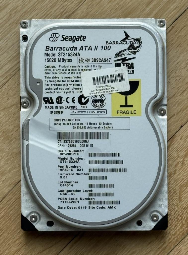 Seagate Barracuda - ATA II 100 - 15 Go, Enlèvement ou Envoi, HDD, Interne, Utilisé