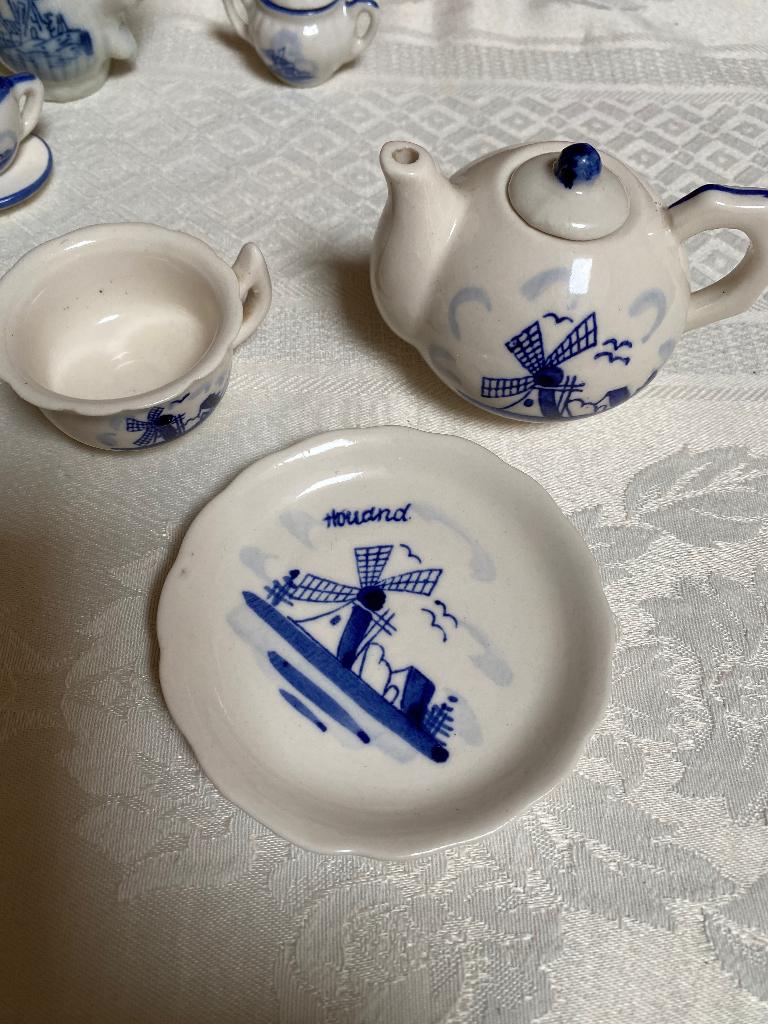 Delfts Blauw handgeschilderd mini setje 4dl, Antiek en Kunst, Ophalen of Verzenden