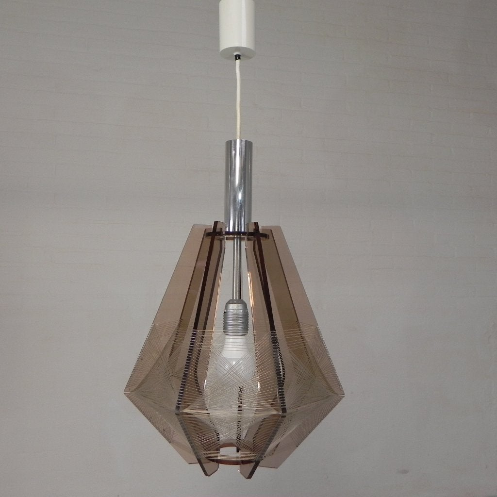 Vintage plexiglas hanglamp Paul Secon voor Sompex, jaren 60, Antiek en Kunst, Antiek | Verlichting, Ophalen of Verzenden