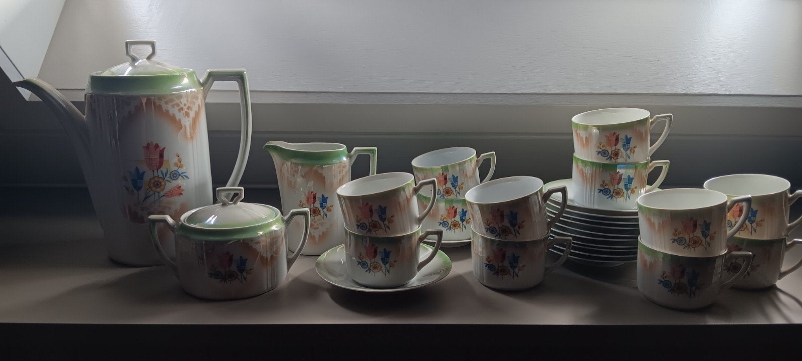 service à café en porcelaine décorée antique, Antiquités & Art, Enlèvement