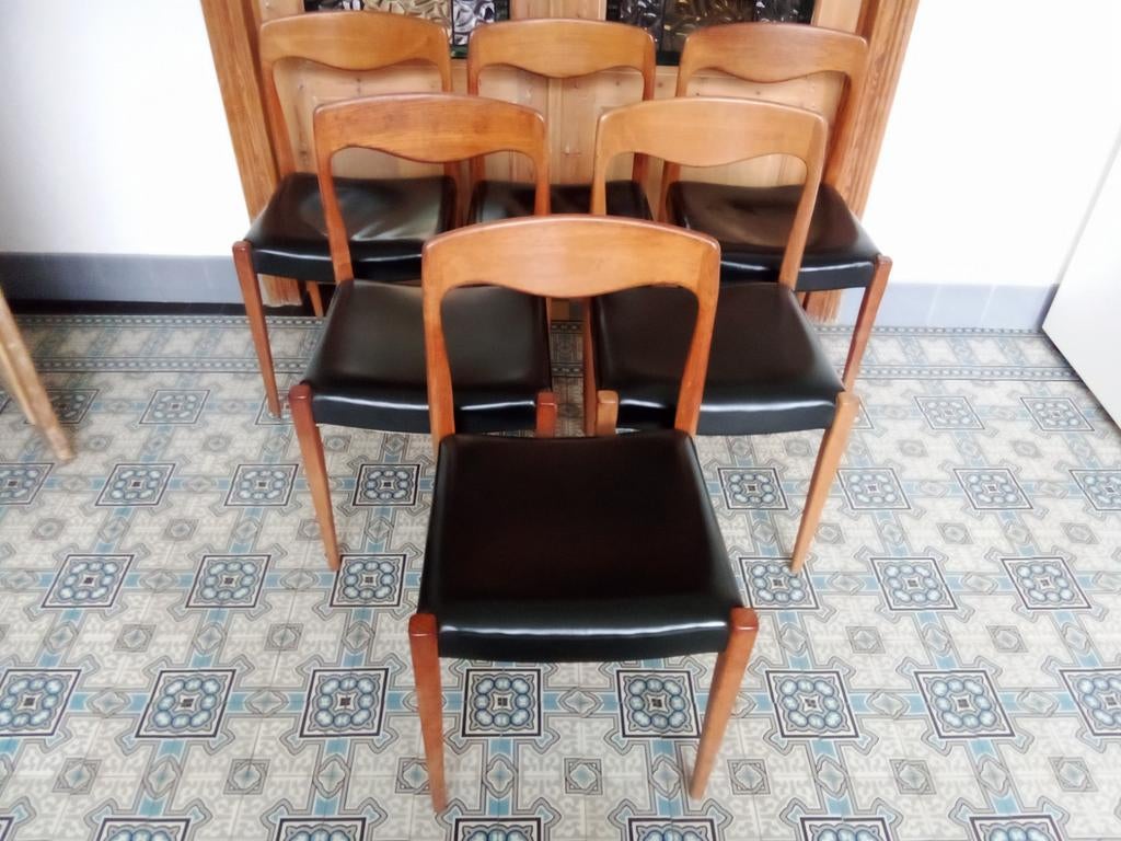 Set van zes Niels Otto Møller stoelen, Huis en Inrichting, Stoelen, Ophalen, Zo goed als nieuw, Hout, Vijf, Zes of meer stoelen