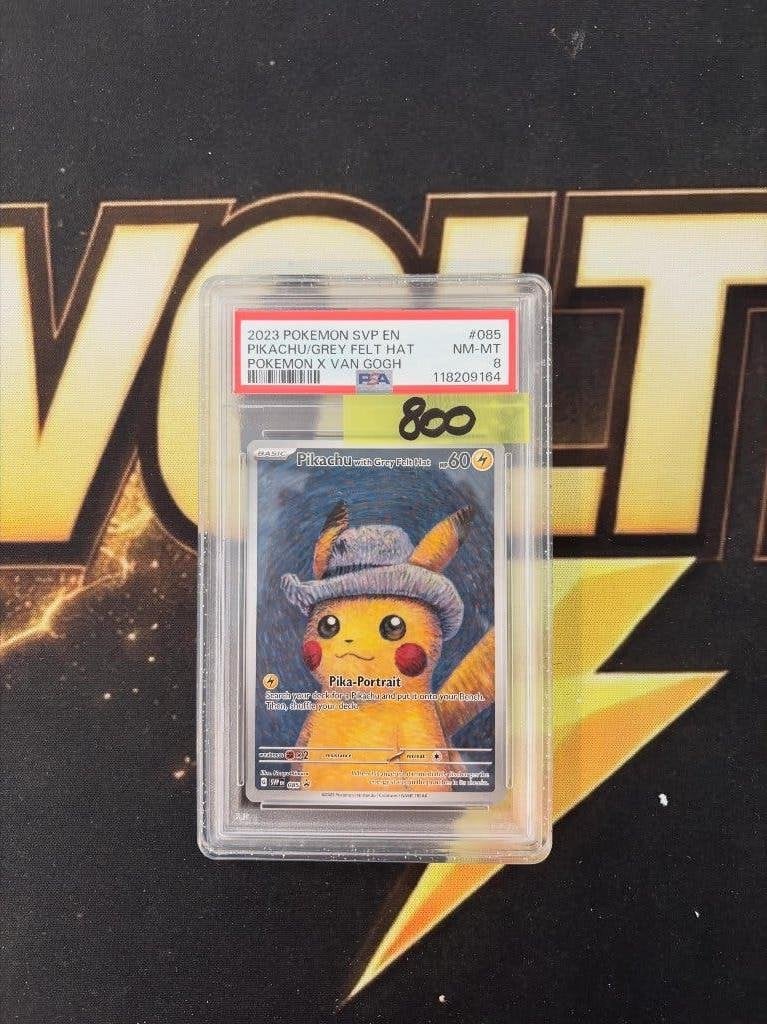 Pokemon Pikachu with Grey Felt Hat 085 Van Gogh Promo PSA 8, Ophalen of Verzenden, Zo goed als nieuw, Losse kaart