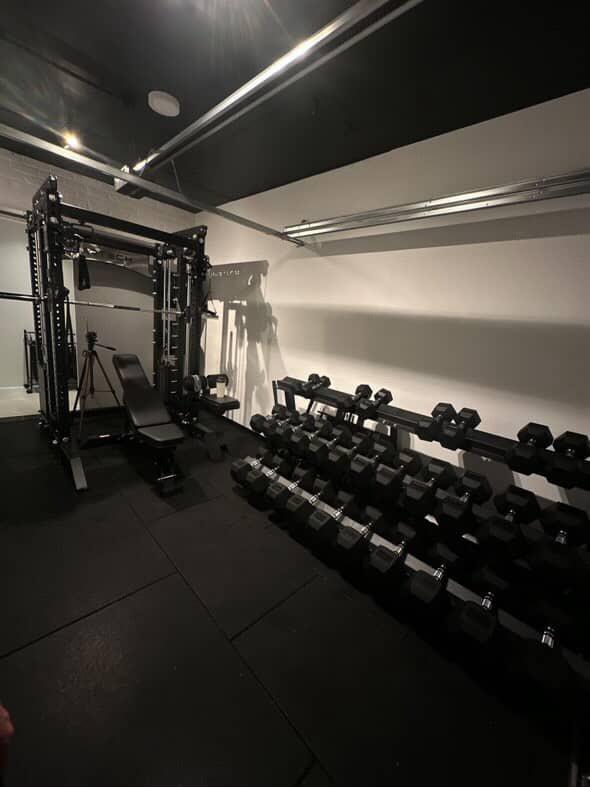 Complete garage gym te koop: 5-40kg DB + all in one rack, Enlèvement ou Envoi, Comme neuf, Martech, Martech