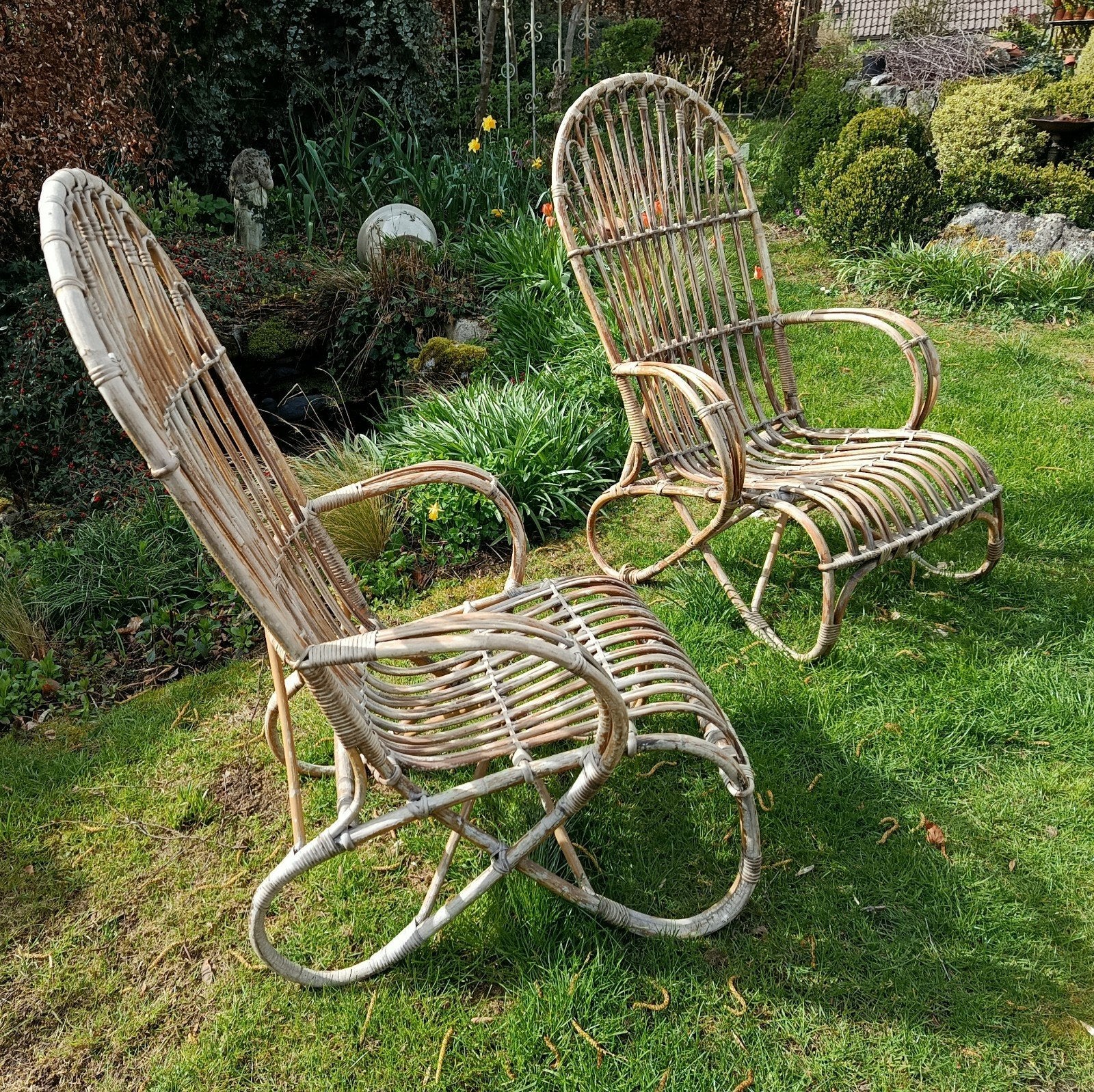 Deux fauteuil en rotin, Ophalen, Rotan
