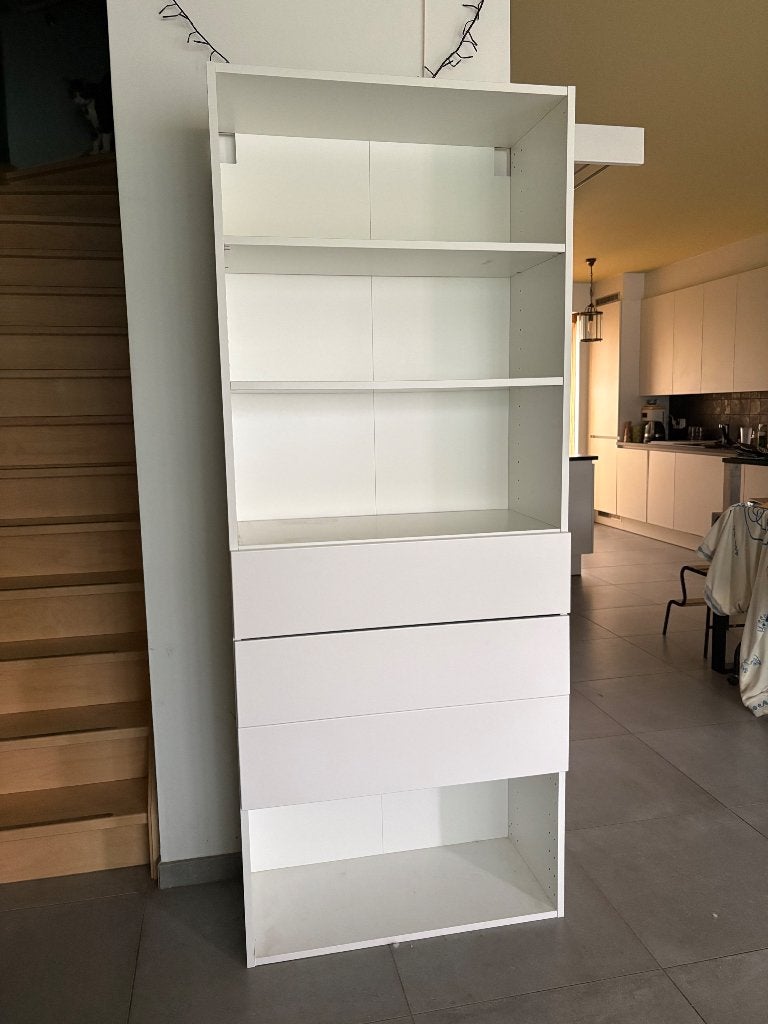 Metod kast 2 meter met 4 schappen en 3 lades, Ophalen, Gebruikt, 200 cm of meer, Wit