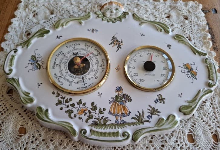 Franse Moustiers weerstation, thermometer, barometer, Antiek en Kunst, Ophalen of Verzenden