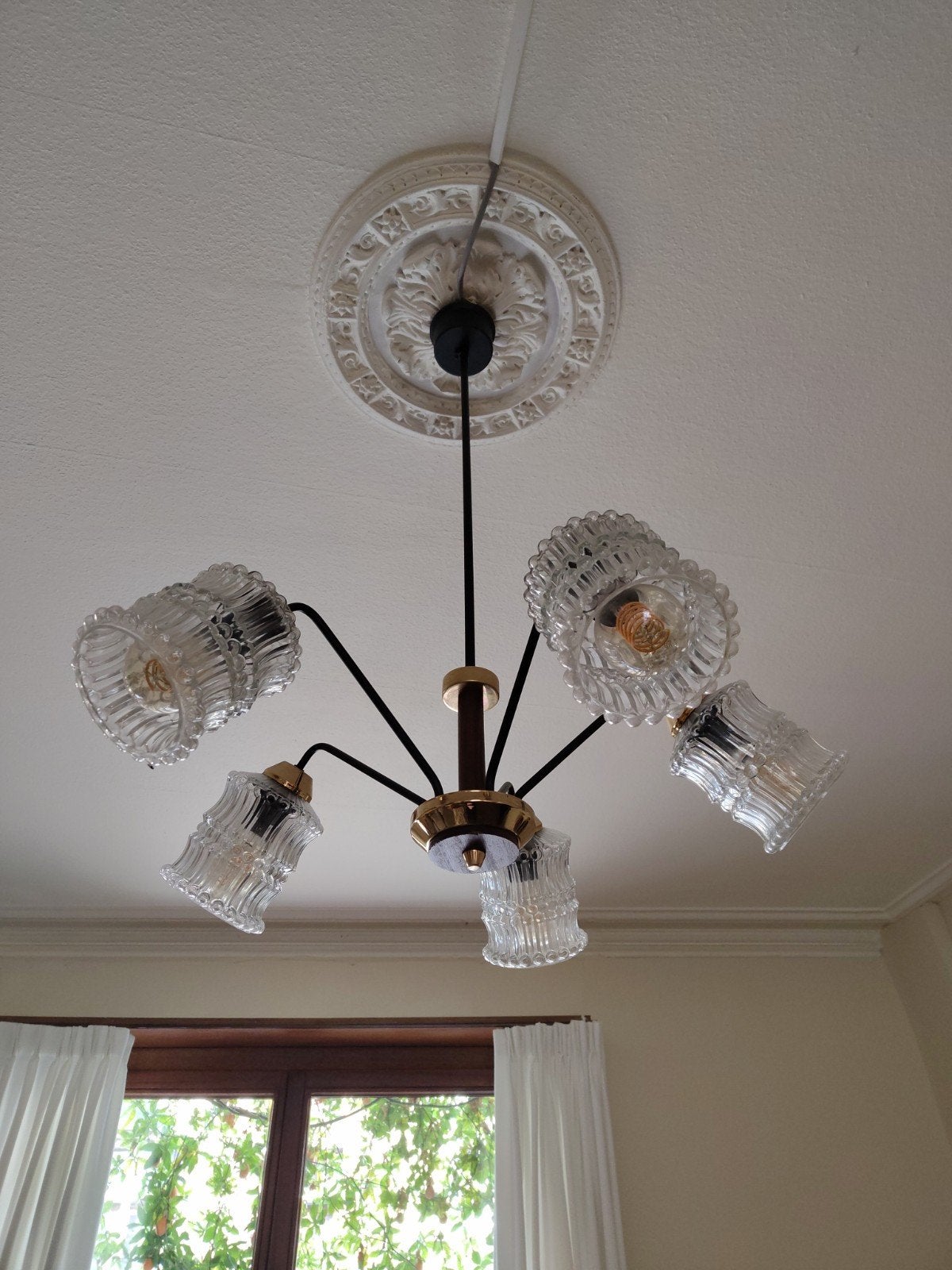 prachtige art deco lamp, Huis en Inrichting, Ophalen, Gebruikt, E27 (groot), Bruin