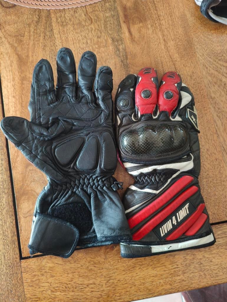 Gants moto cuir – protection racing taille L, Handschoenen