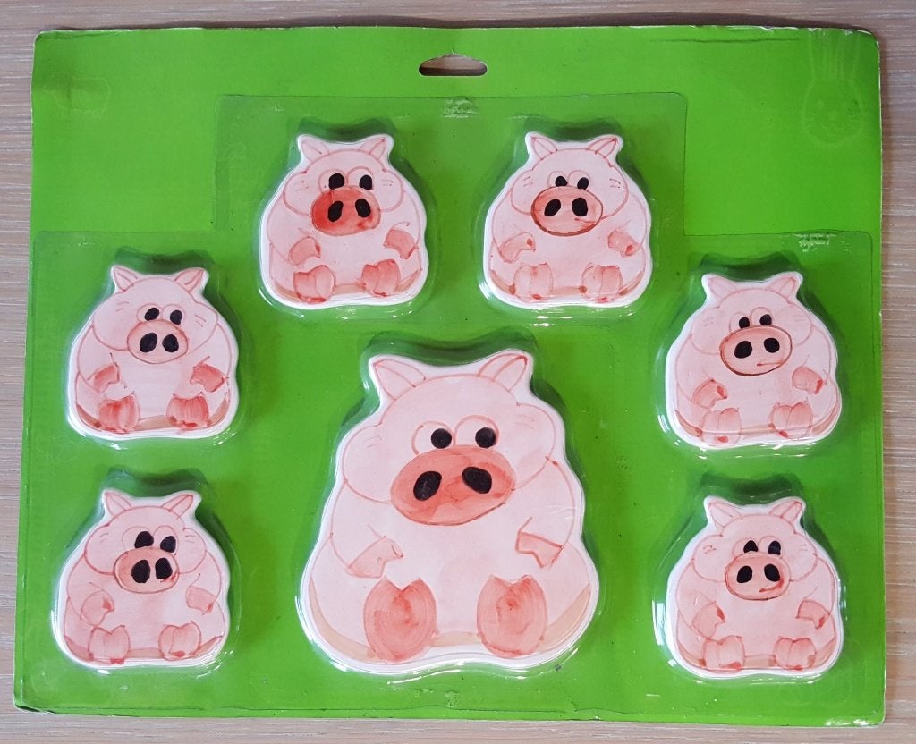 Set Dessous-de-verre Céramique Animal Cochon - Vintage 90s, Neuf, Multicolore, Enlèvement ou Envoi, Sous-verre