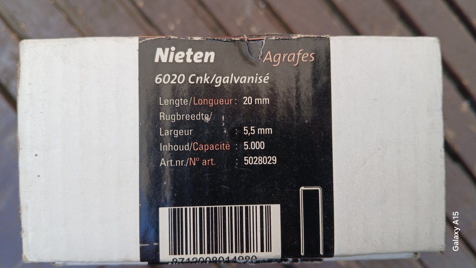 Nieten l 20mm br 5,5 mm bijna volle doos overschot, Ophalen, Nieuw