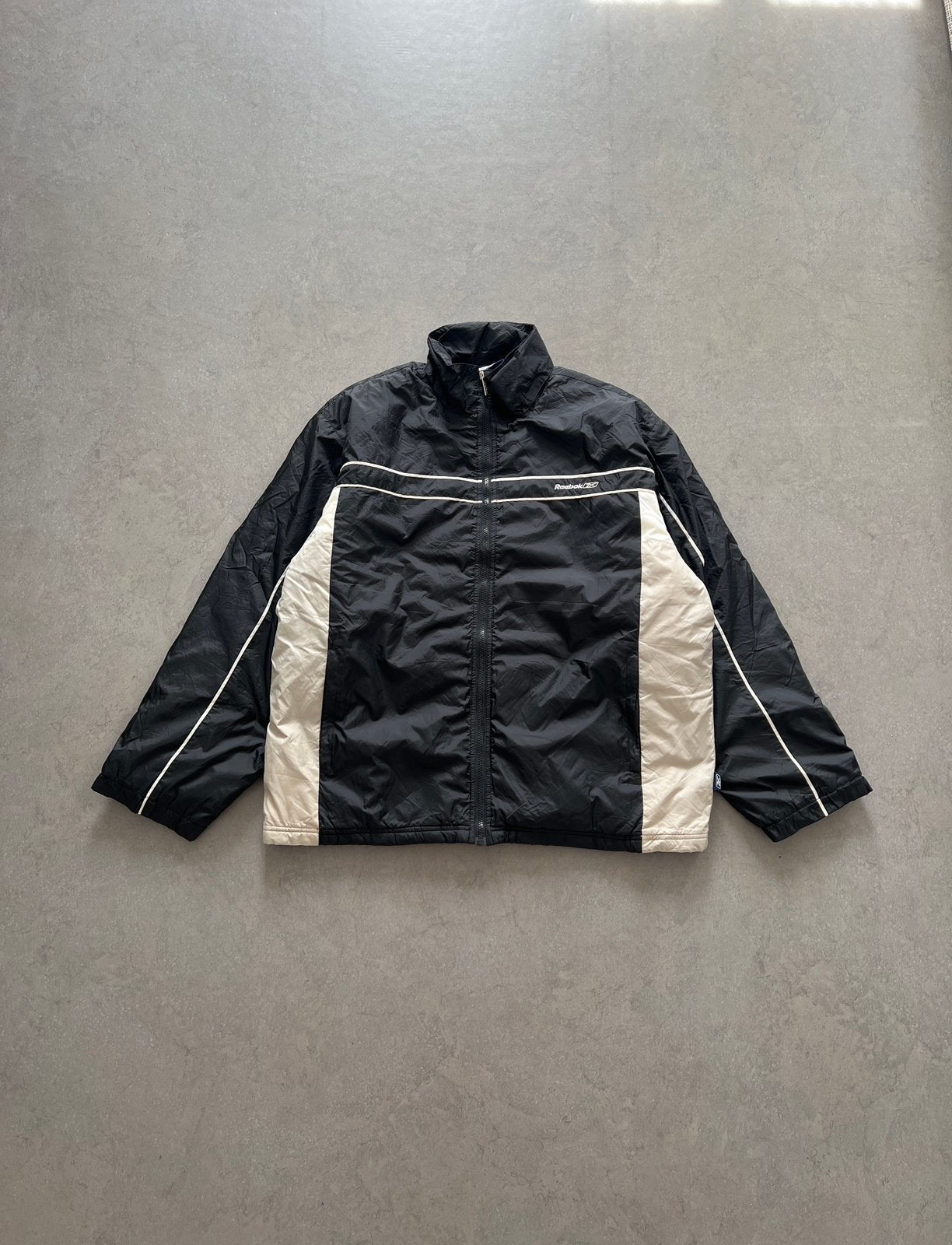 Vintage Reebok Windbreaker Track Jacket Black Beige Size XL, Vêtements | Hommes, Enlèvement ou Envoi, Comme neuf, Beige