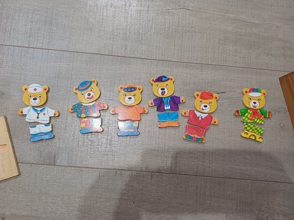 6 houten beren puzzel., Enlèvement, Utilisé, Autres types