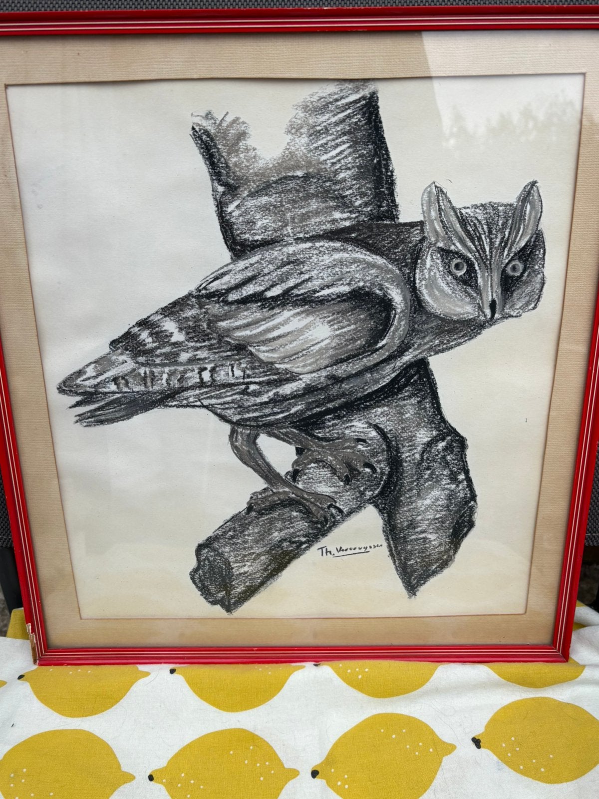 Tekening van een uil Vintage, Antiquités & Art, Art | Peinture | Classique, Enlèvement ou Envoi, Vintage, Dessin