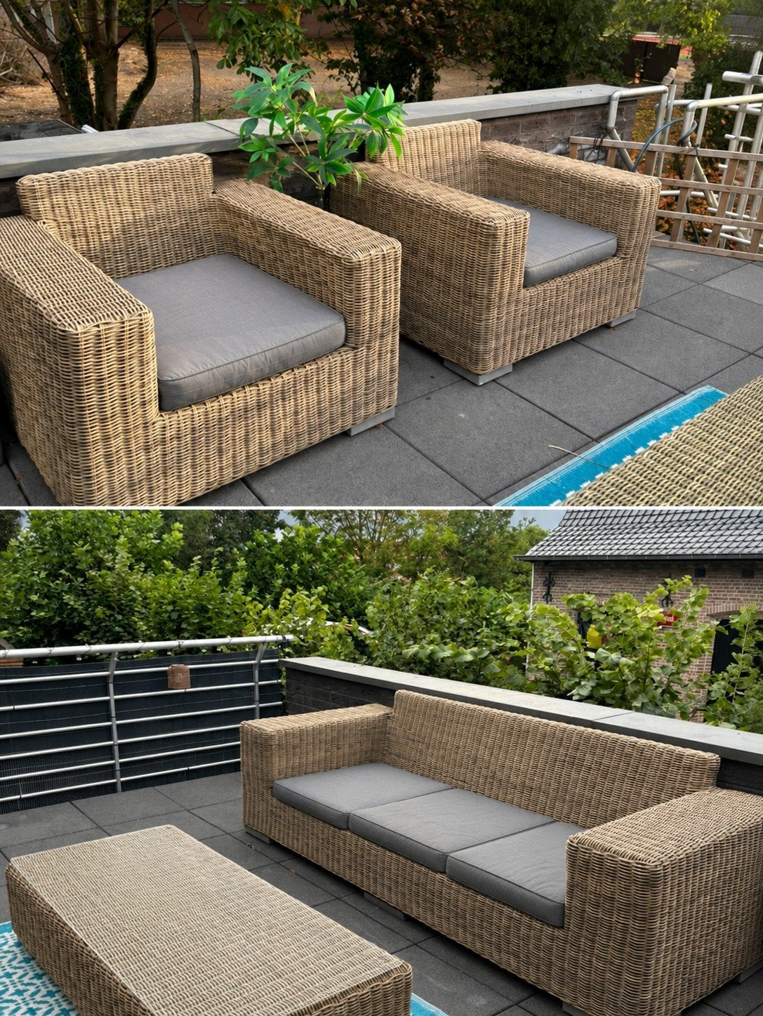 Luxe rotan/wicker loungezetel, Ophalen, Rotan, 5 zitplaatsen, Loungeset