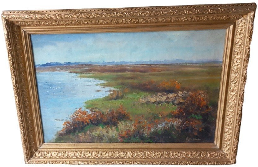 une magnifique lande., Peinture à l'huile, Signé, Enlèvement, Paysage urbain / rural