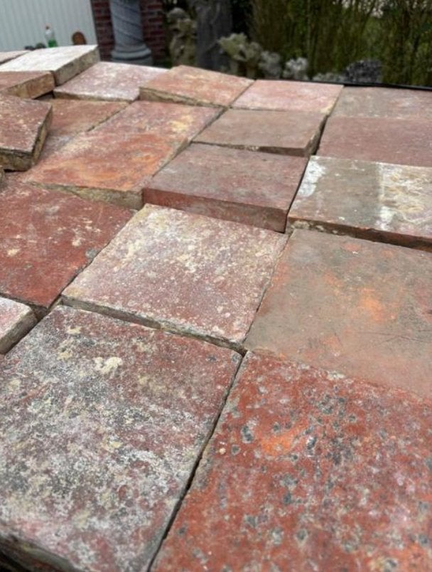 Lot Antieke terracotta tegels. Voor info BELLEN 0474220705, Ophalen