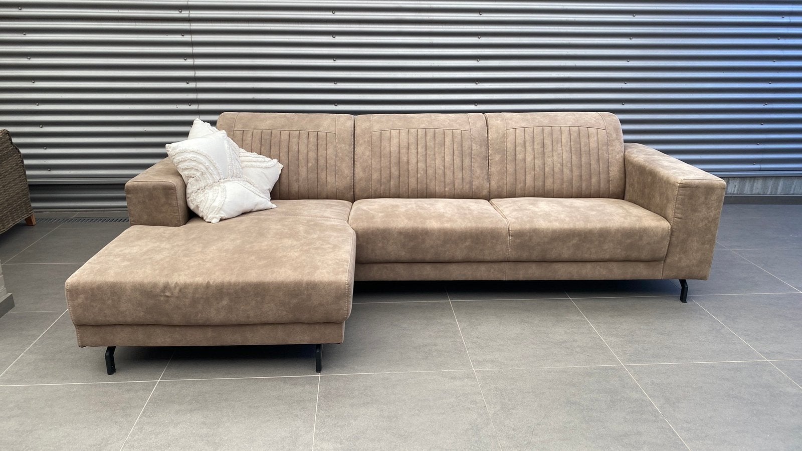 Hoekzetel taupe, Huis en Inrichting, Ophalen, Zo goed als nieuw