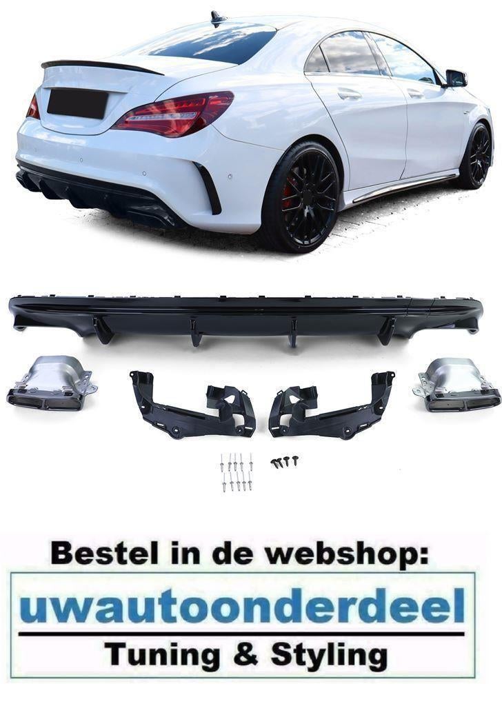 AMG Look Uitlaten + Diffuser Glans Zwart Black Tip Voor MB C, Auto diversen, Tuning en Styling, Verzenden