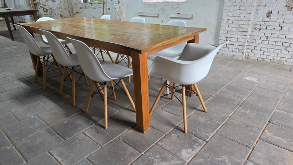 Boerentafel 240x100x78 met 8 stoelen, Huis en Inrichting, Ophalen, Gebruikt, 8 stoelen of meer