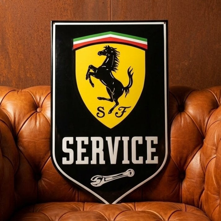 Emaille Schild FERRARI Service Dealer Reclamebord Vintage GP, Verzenden, Zo goed als nieuw, Reclamebord