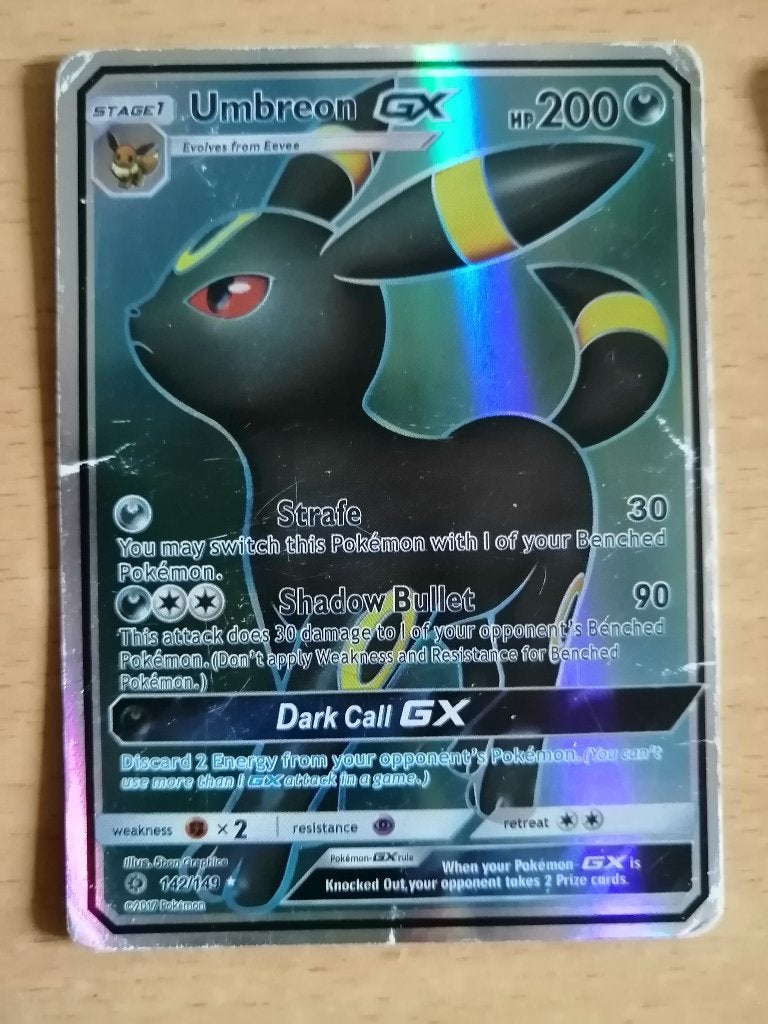 Carte Pokémon Noctali GX (Umbreon GX 142/149) HP200, Hobby & Loisirs créatifs, Jeux de cartes à collectionner | Pokémon, Enlèvement ou Envoi