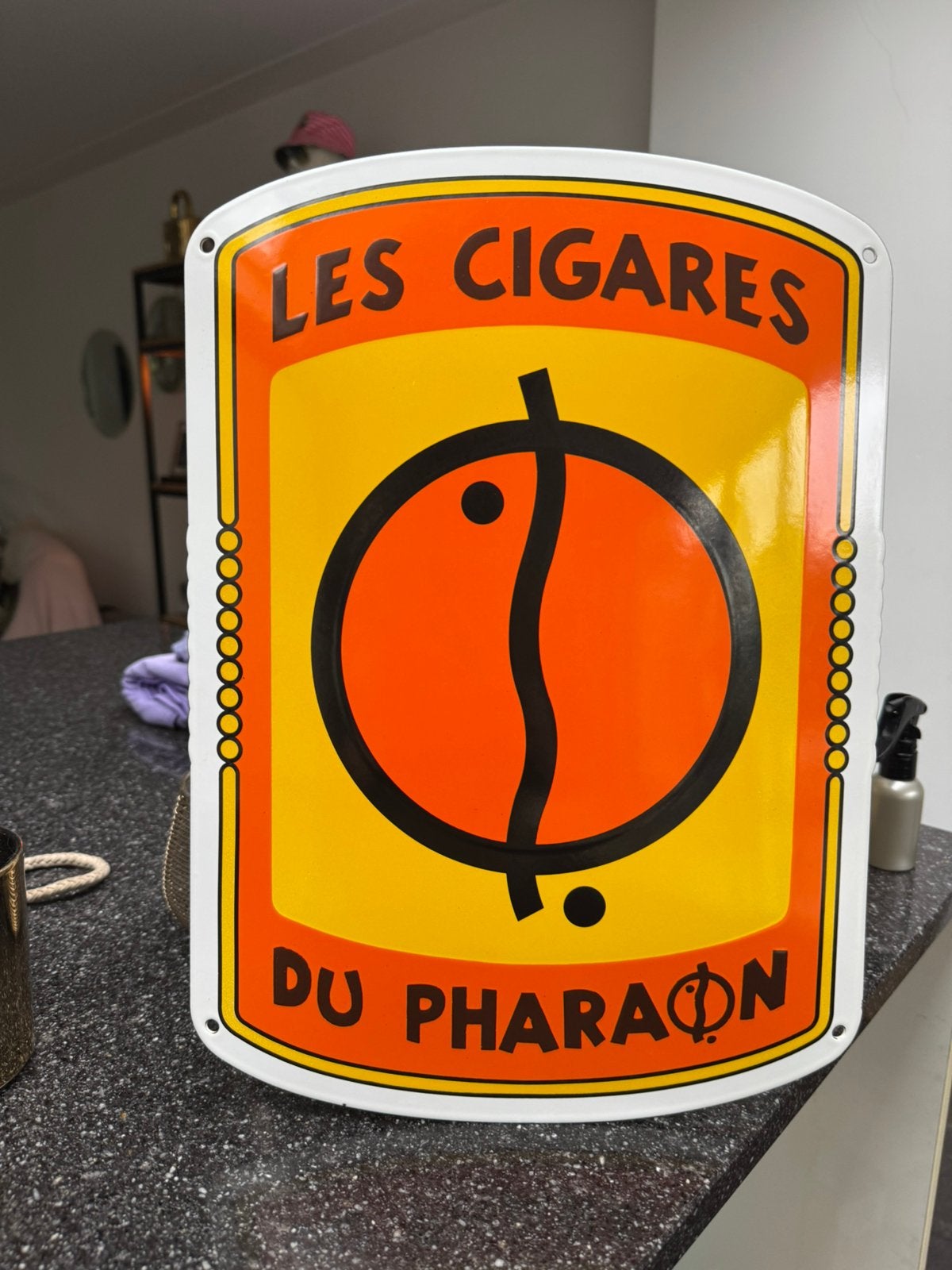 Panneau publicitaire en émail Tintin Cigar, Collections, Enlèvement ou Envoi, Utilisé, Panneau publicitaire