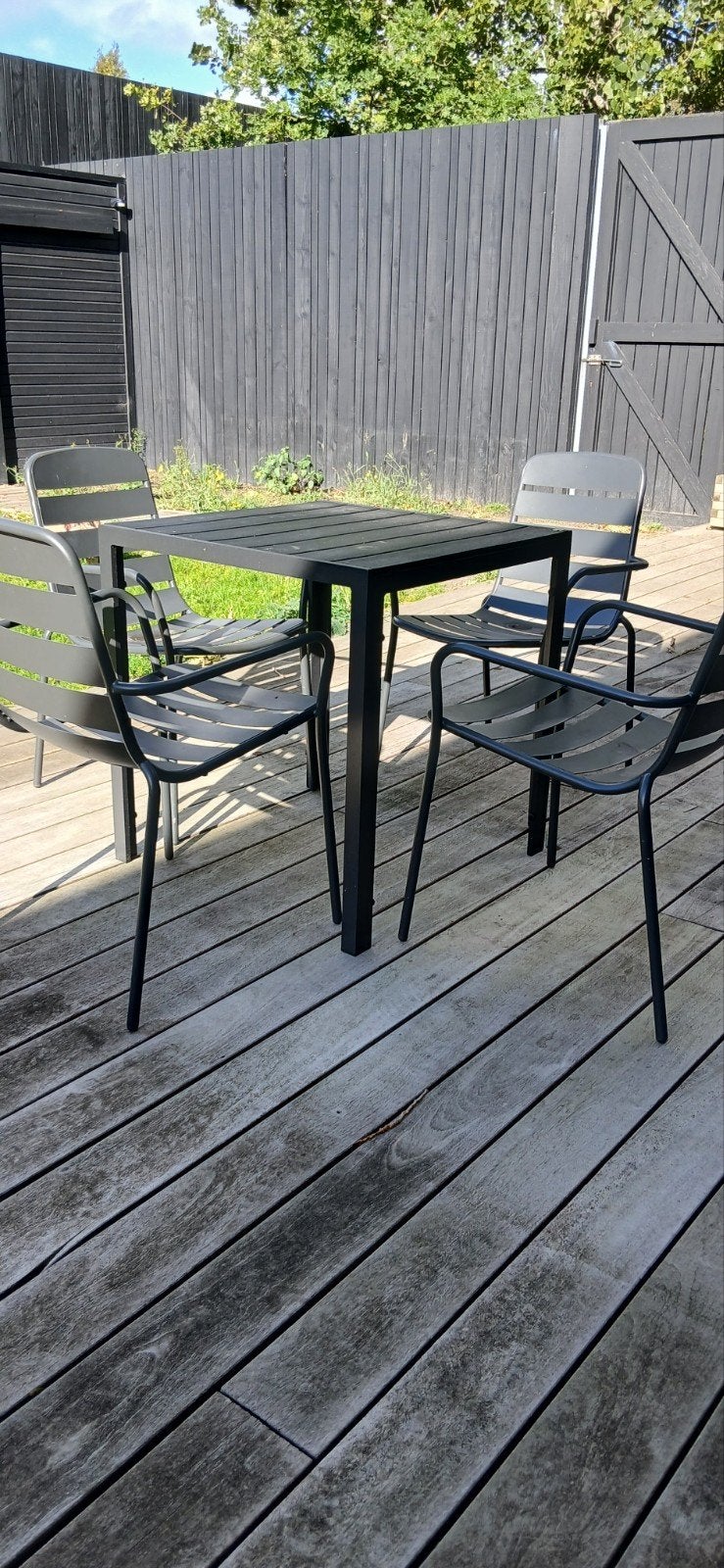 tafel en 4 gietijzeren stoelen, Enlèvement, Utilisé, Table à dinner, 4 places