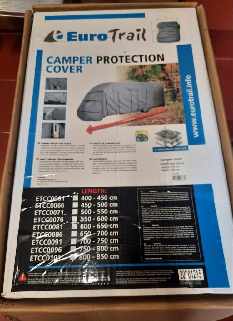 Eurotrail Camper Protection Cover 600-650 x 270 x 240 cm, Caravans en Kamperen, Ophalen, Nieuw